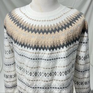 Calvin Klein Monogram Nordic Fair isle holiday Christmas Crew Sweater XL Mens